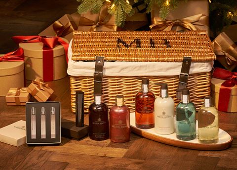 Lather up with Molton Brown’s signature hamper and eau de toilette, worth £310